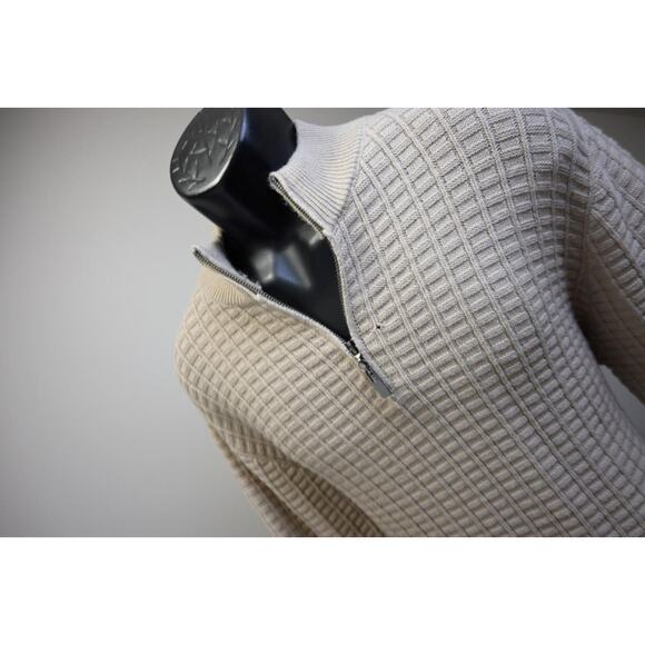 Coofandy 1/4 Zip Pullover Knitted Sweater Beige Long Sleeve Mens Size Large - Picture 2 of 9